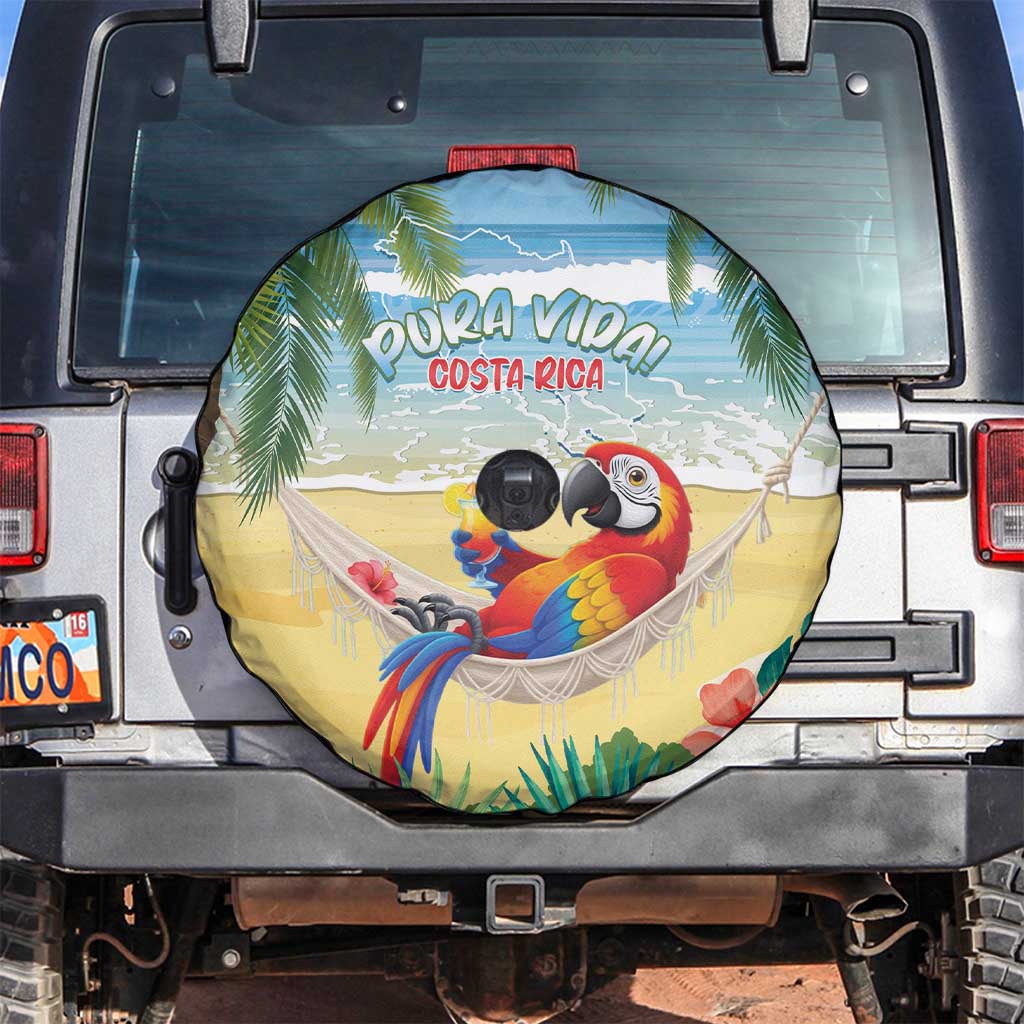 Pura Vida Costa Rica Spare Tire Cover Chilling Scarlet Macaw Tropical Vibes LT14