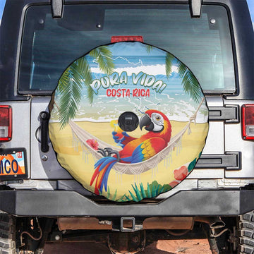 Pura Vida Costa Rica Spare Tire Cover Chilling Scarlet Macaw Tropical Vibes LT14