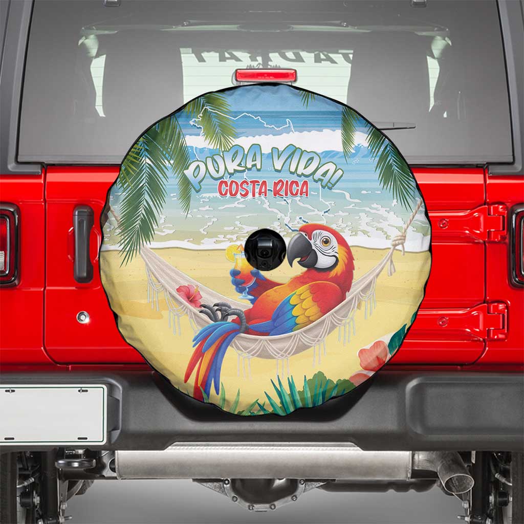 Pura Vida Costa Rica Spare Tire Cover Chilling Scarlet Macaw Tropical Vibes LT14