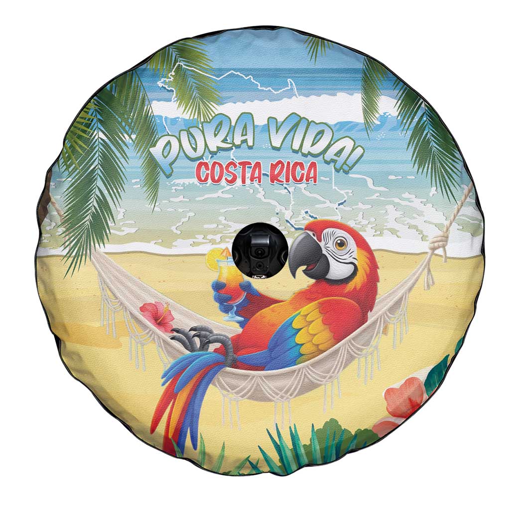 Pura Vida Costa Rica Spare Tire Cover Chilling Scarlet Macaw Tropical Vibes LT14