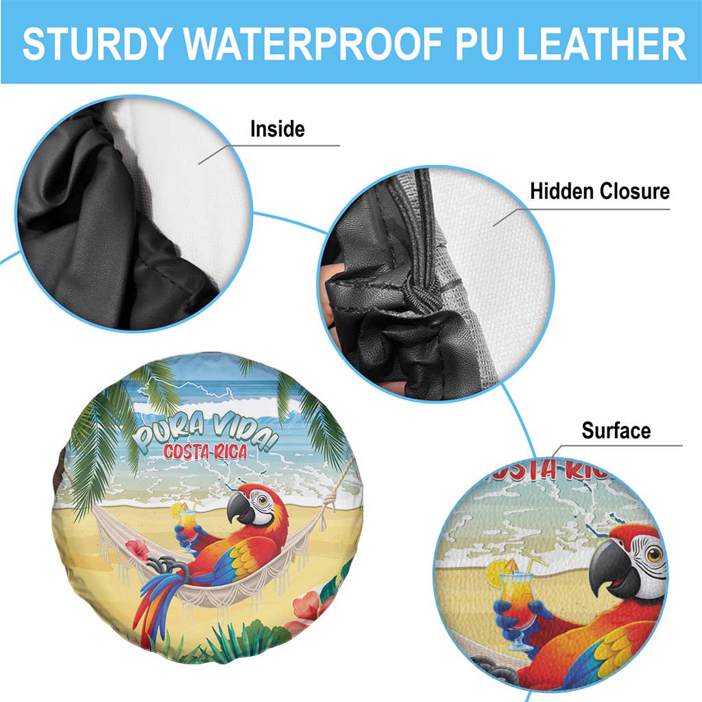Pura Vida Costa Rica Spare Tire Cover Chilling Scarlet Macaw Tropical Vibes LT14