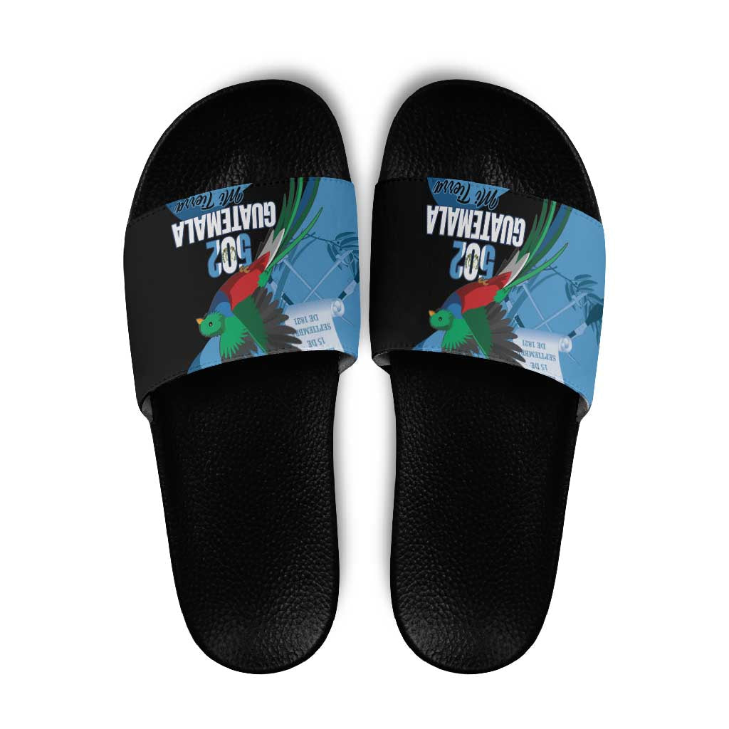 Guatemala Independence Day Slide Sandals 502 Mi Tierra Resplendent Quetzal LT14