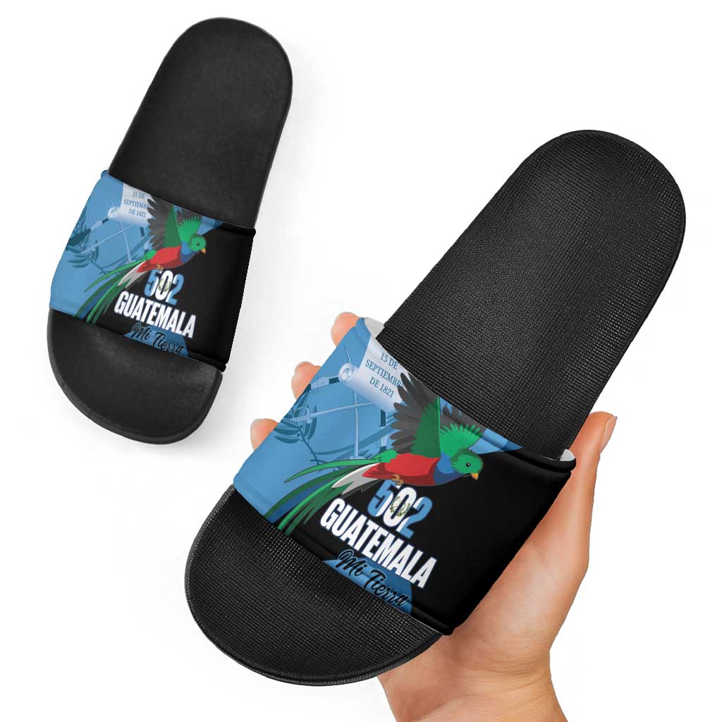 Guatemala Independence Day Slide Sandals 502 Mi Tierra Resplendent Quetzal LT14