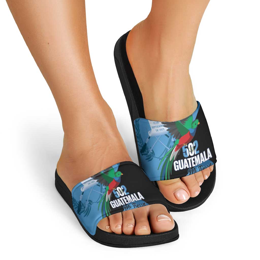 Guatemala Independence Day Slide Sandals 502 Mi Tierra Resplendent Quetzal LT14