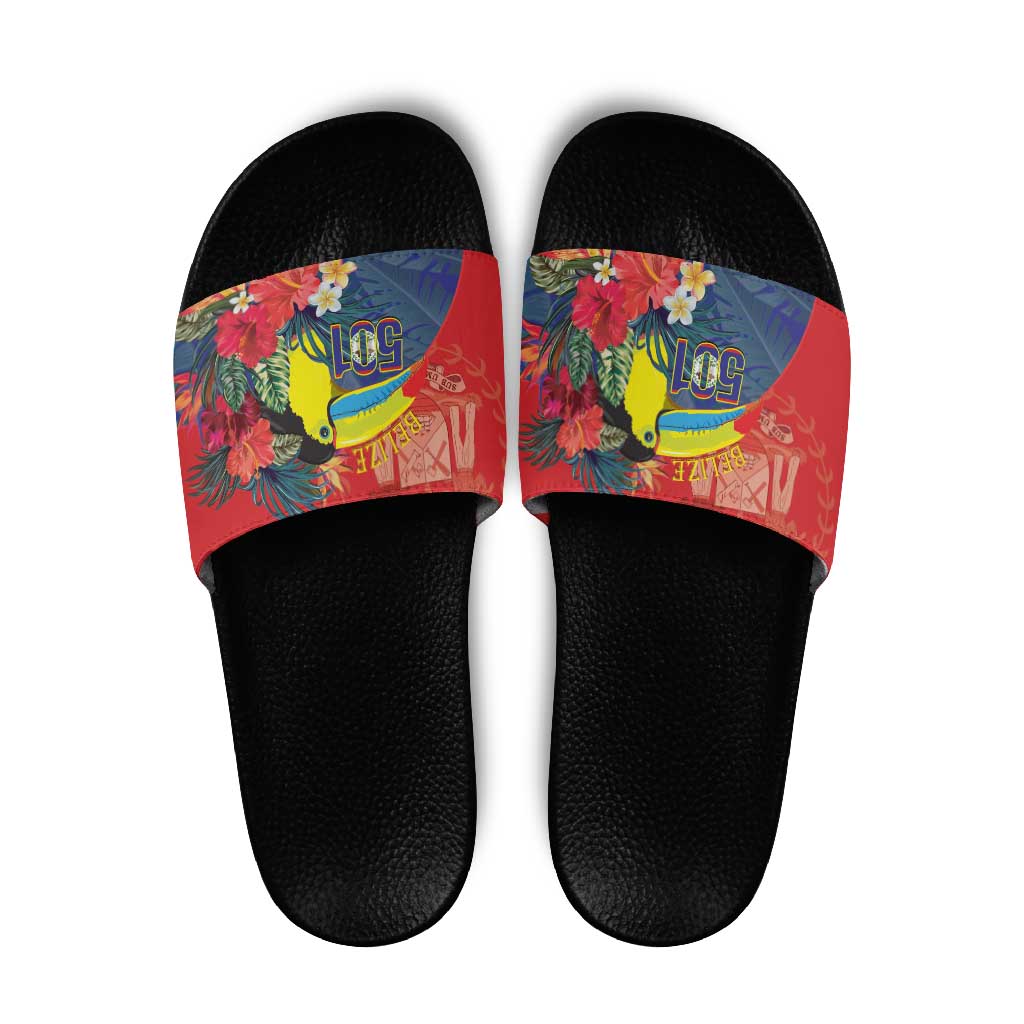 Belize Independence Day Slide Sandals 501 Proud Keel Billed Toucan Tropical LT14