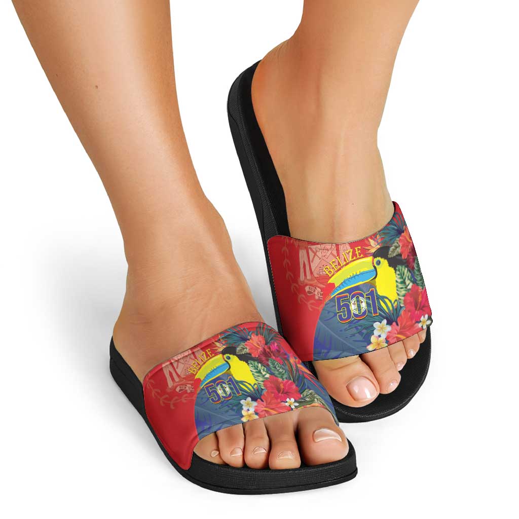 Belize Independence Day Slide Sandals 501 Proud Keel Billed Toucan Tropical LT14