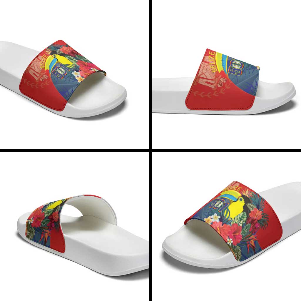 Belize Independence Day Slide Sandals 501 Proud Keel Billed Toucan Tropical LT14