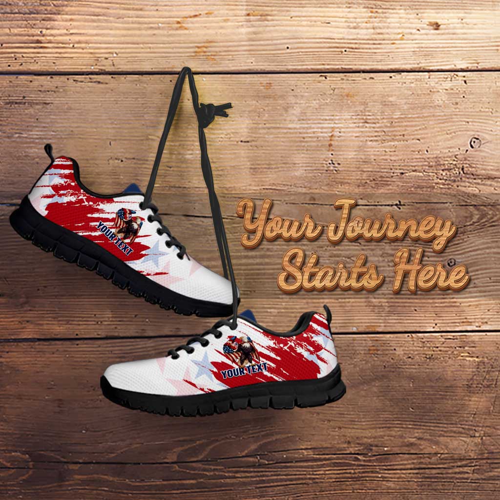 Personalized USA Rugby Sneakers Powerful Eagle Grunge Brush Style - White LT14