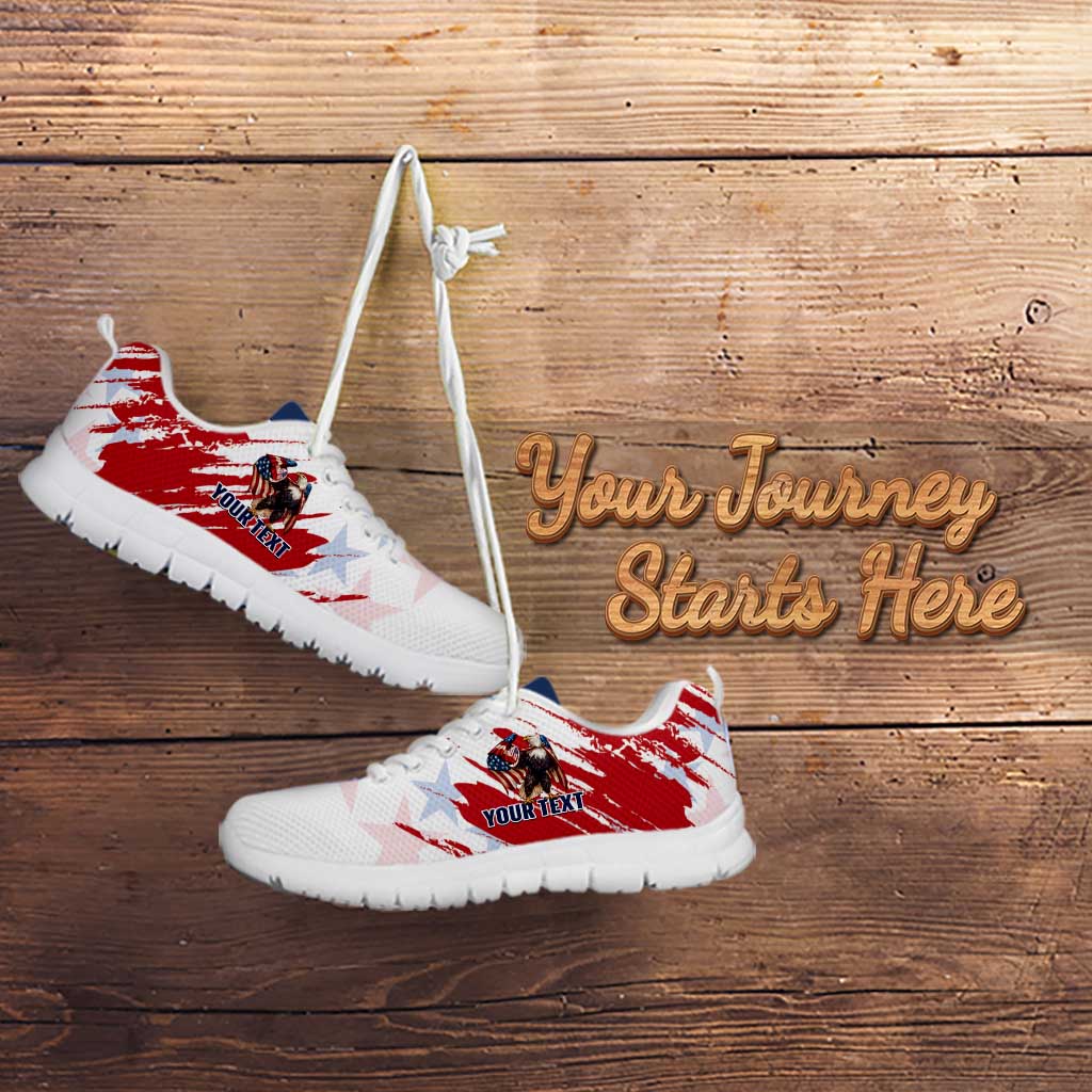 Personalized USA Rugby Sneakers Powerful Eagle Grunge Brush Style - White LT14