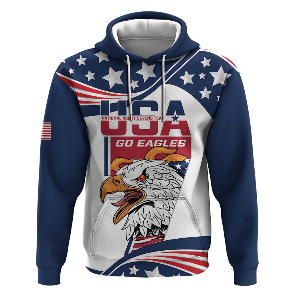 Custom USA Rugby Sevens Hoodie Go Eagles Flag Style LT14