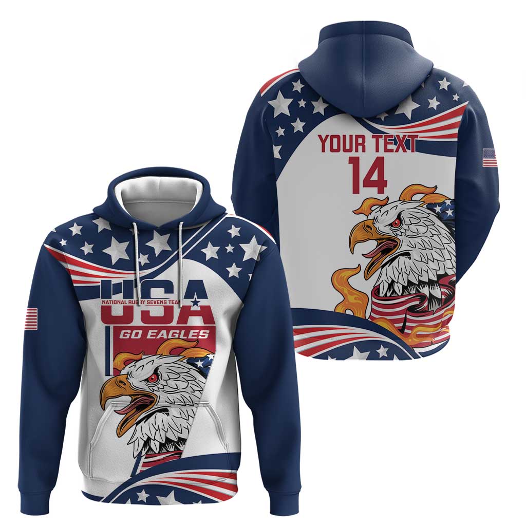 Custom USA Rugby Sevens Hoodie Go Eagles Flag Style LT14