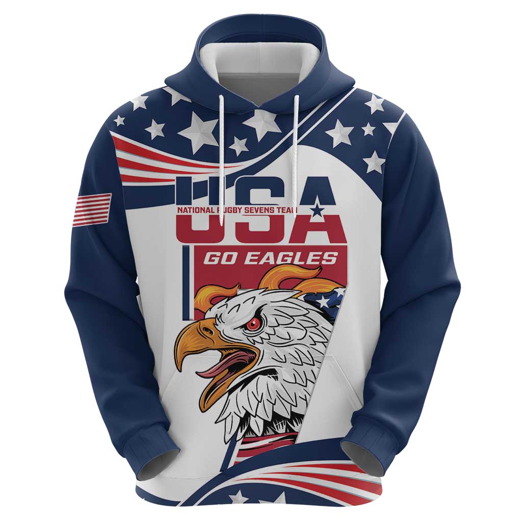 Custom USA Rugby Sevens Hoodie Go Eagles Flag Style LT14