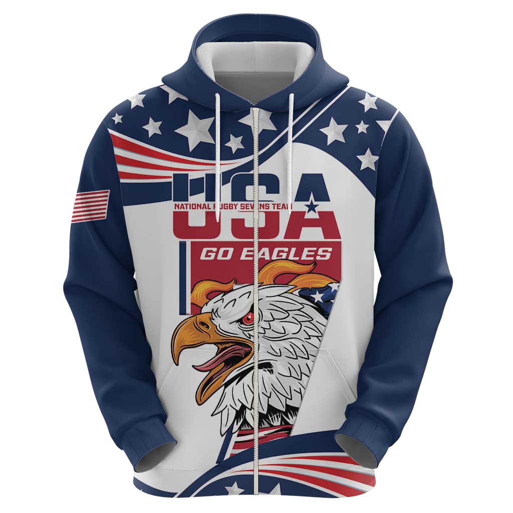 Custom USA Rugby Sevens Hoodie Go Eagles Flag Style LT14