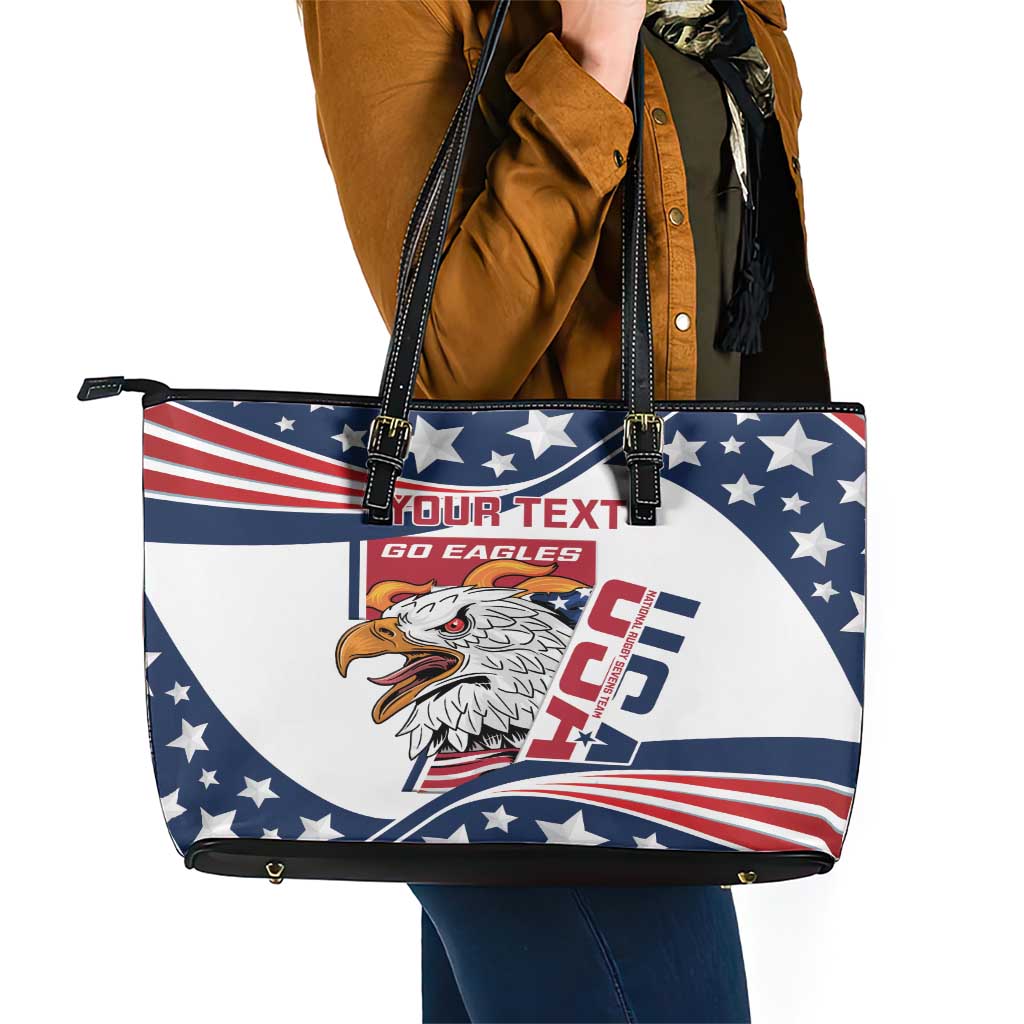 Custom USA Rugby Sevens Leather Tote Bag Go Eagles Flag Style LT14