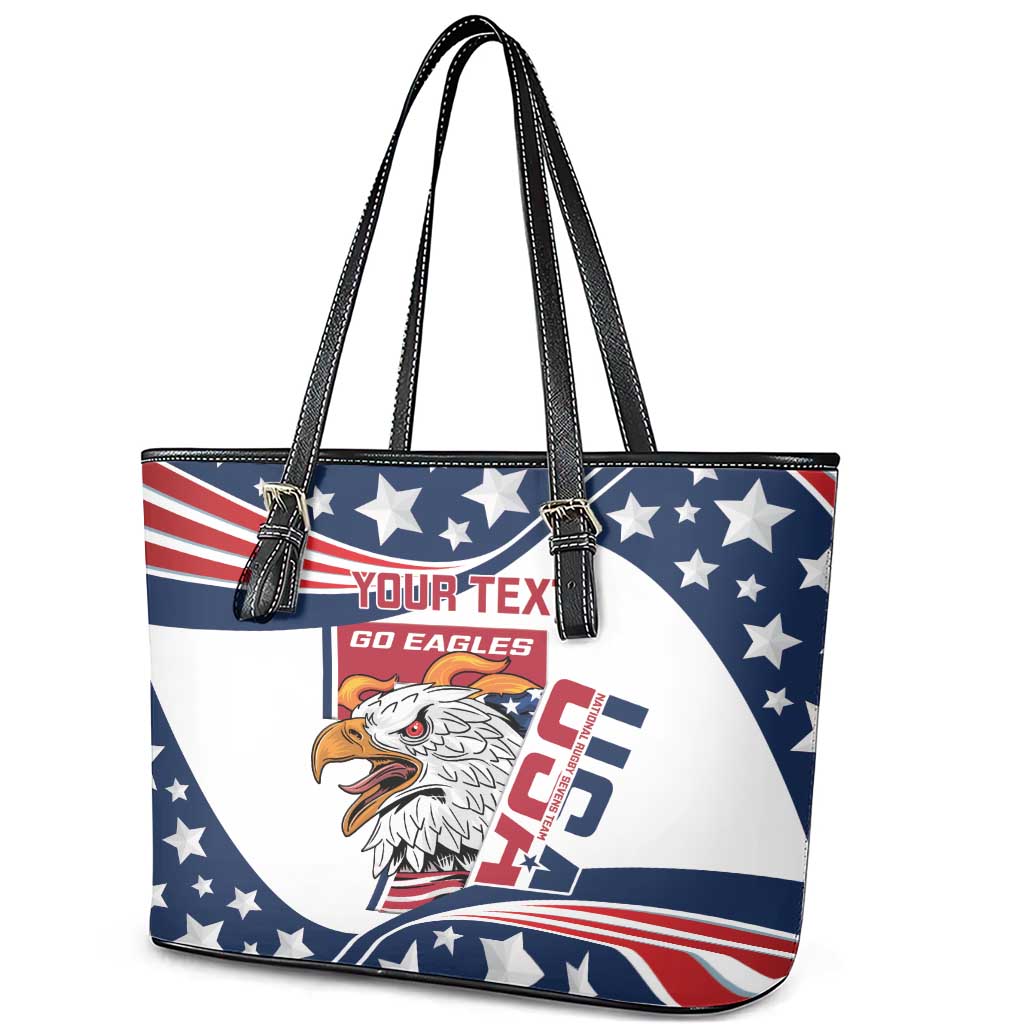 Custom USA Rugby Sevens Leather Tote Bag Go Eagles Flag Style LT14