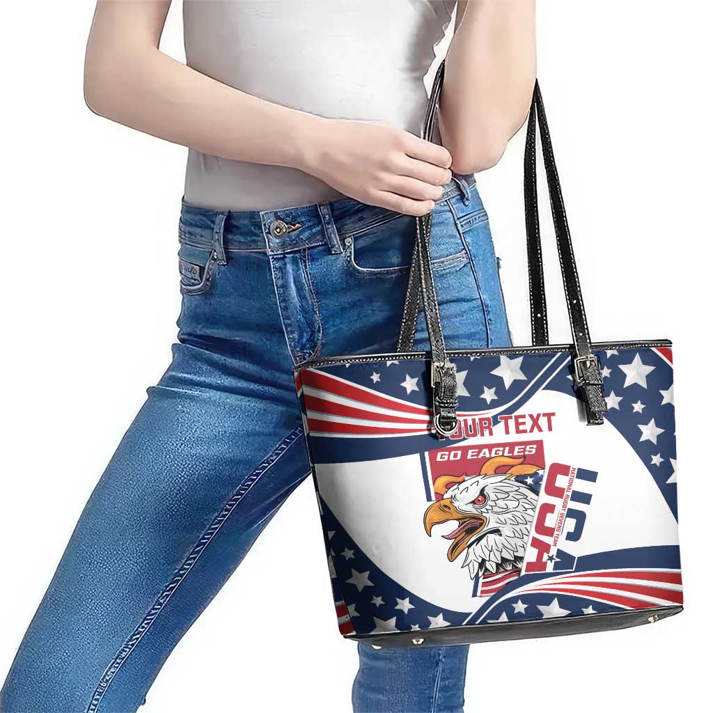 Custom USA Rugby Sevens Leather Tote Bag Go Eagles Flag Style LT14