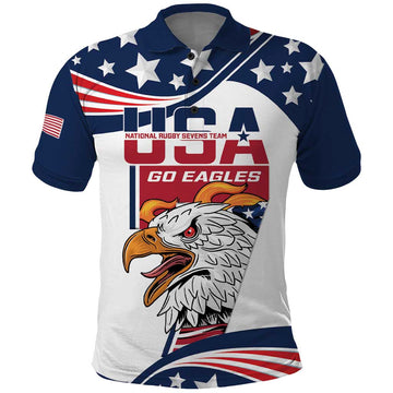 Custom USA Rugby Sevens Polo Shirt Go Eagles Flag Style LT14