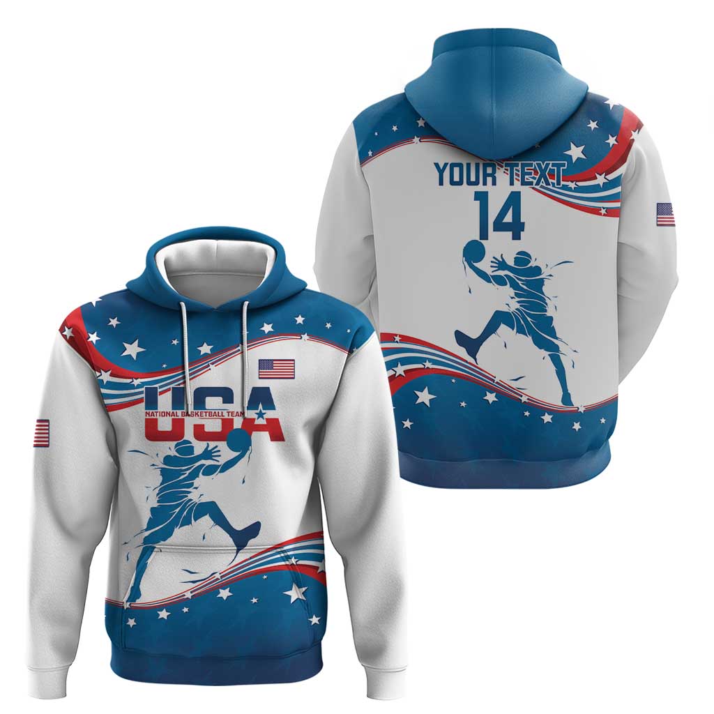 Custom USA Basketball Hoodie 2024 Go Dream Team Curve Style LT14
