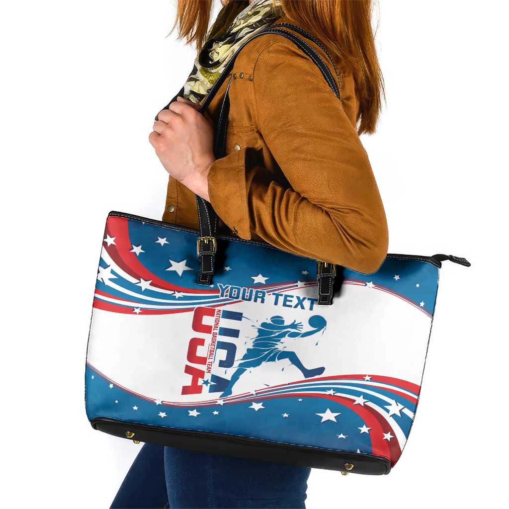 Custom USA Basketball Leather Tote Bag 2024 Go Dream Team Curve Style LT14