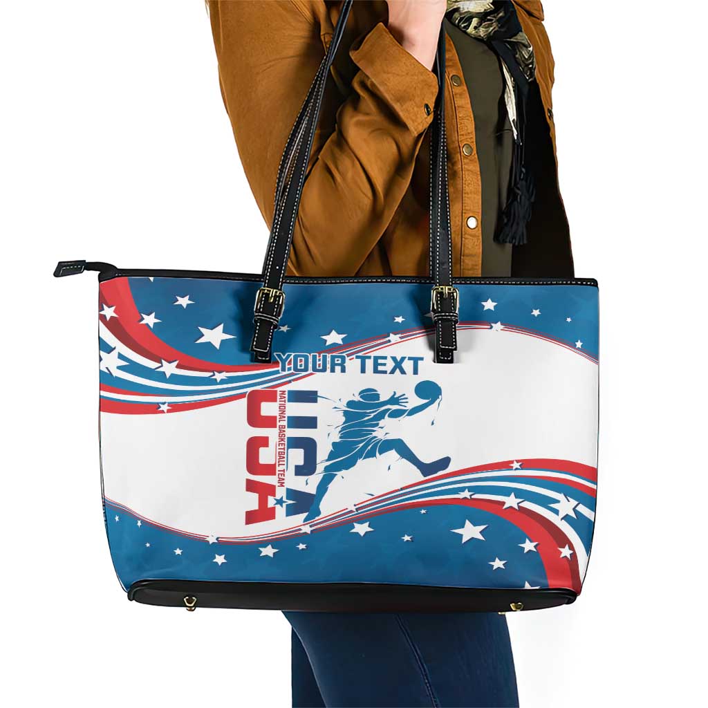 Custom USA Basketball Leather Tote Bag 2024 Go Dream Team Curve Style LT14