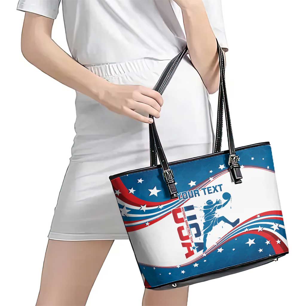 Custom USA Basketball Leather Tote Bag 2024 Go Dream Team Curve Style LT14