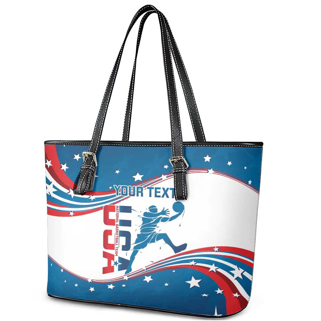 Custom USA Basketball Leather Tote Bag 2024 Go Dream Team Curve Style LT14