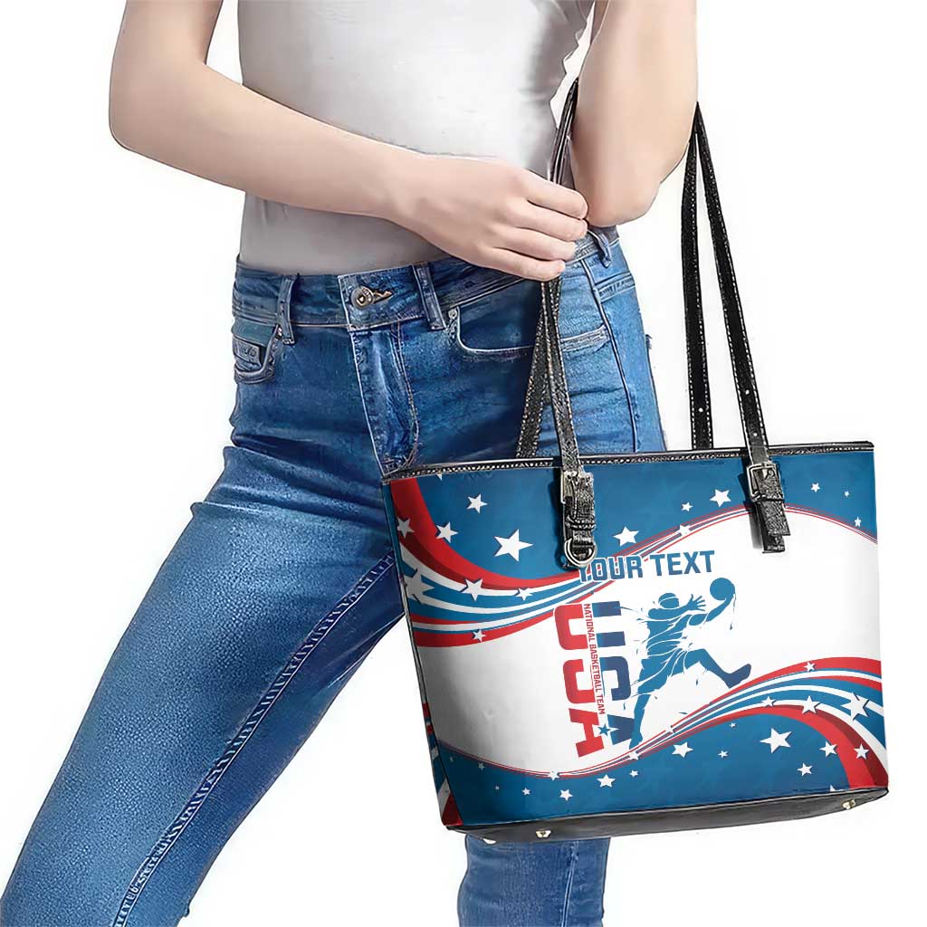 Custom USA Basketball Leather Tote Bag 2024 Go Dream Team Curve Style LT14