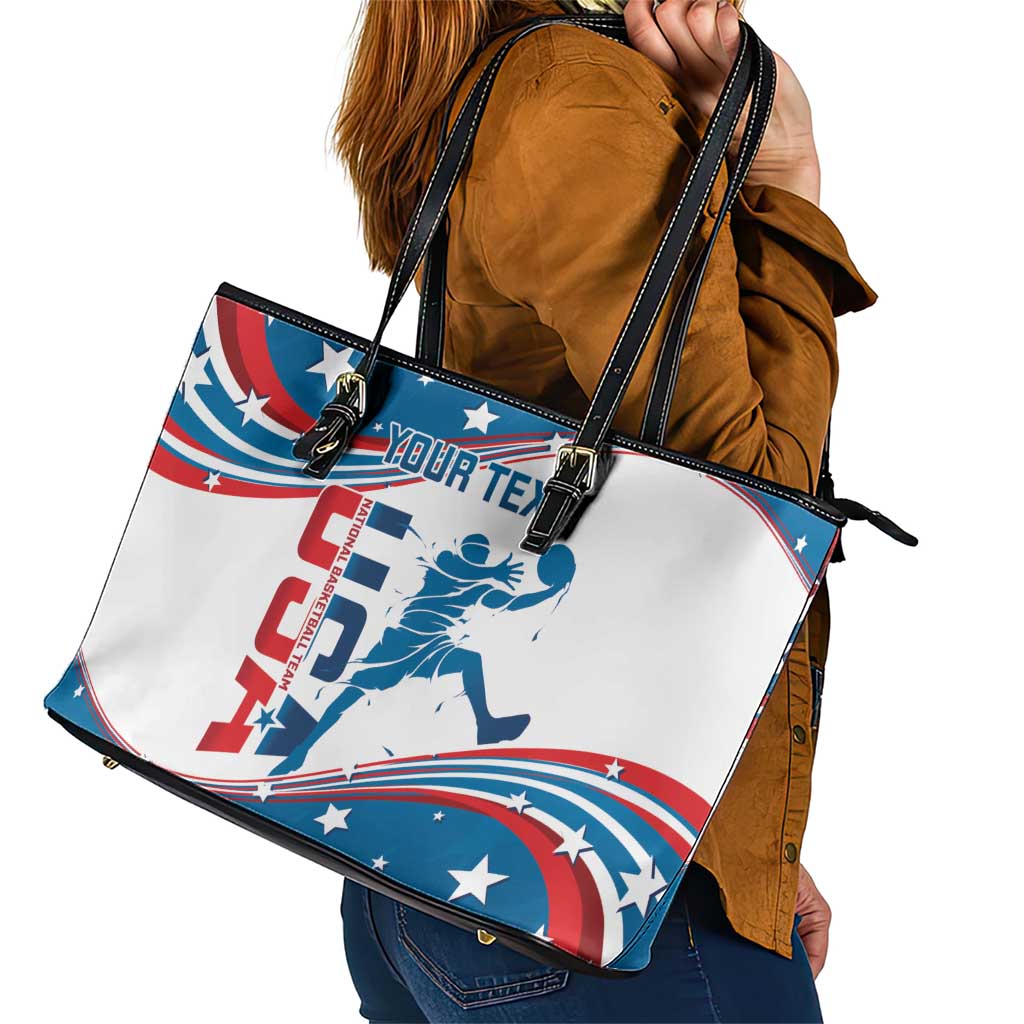 Custom USA Basketball Leather Tote Bag 2024 Go Dream Team Curve Style LT14