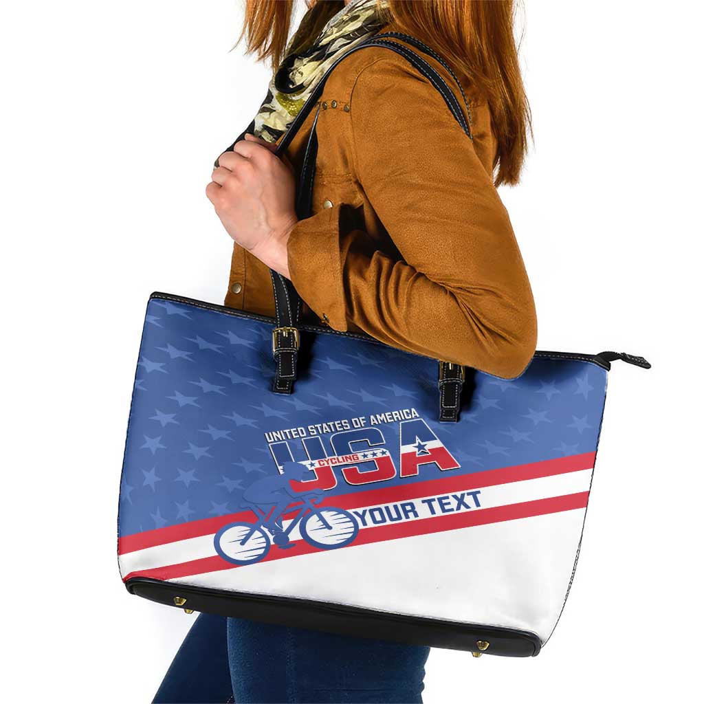 Personalized USA Cycling Leather Tote Bag United States Bike Racing Lover LT14