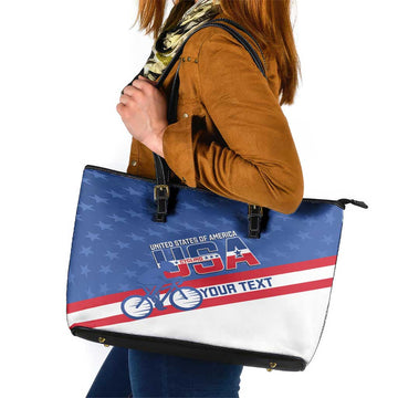 Personalized USA Cycling Leather Tote Bag United States Bike Racing Lover LT14
