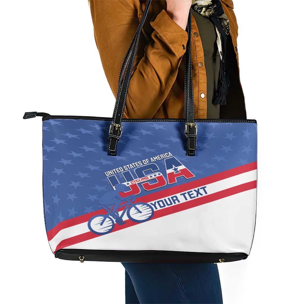 Personalized USA Cycling Leather Tote Bag United States Bike Racing Lover LT14