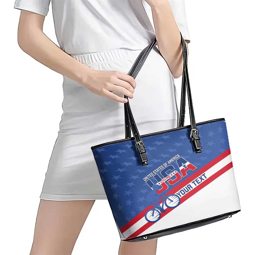 Personalized USA Cycling Leather Tote Bag United States Bike Racing Lover LT14