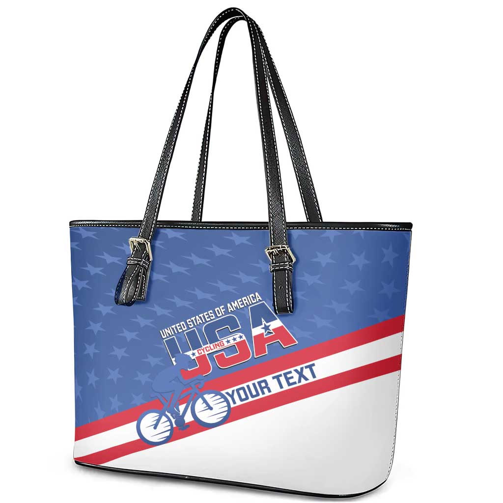 Personalized USA Cycling Leather Tote Bag United States Bike Racing Lover LT14