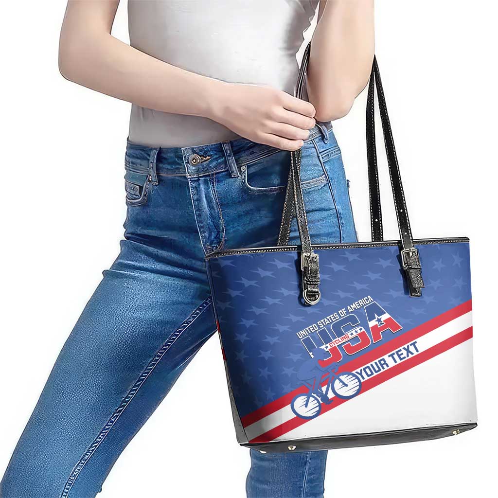 Personalized USA Cycling Leather Tote Bag United States Bike Racing Lover LT14