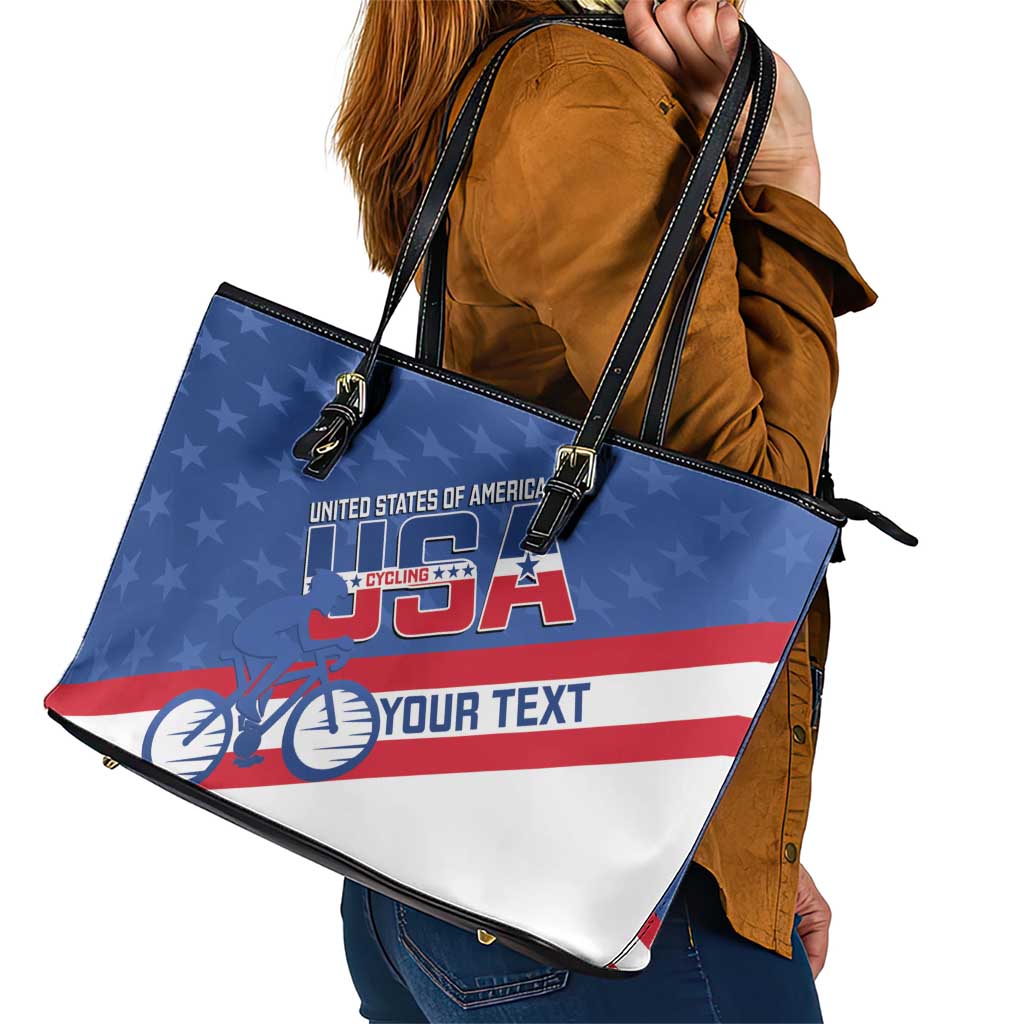 Personalized USA Cycling Leather Tote Bag United States Bike Racing Lover LT14