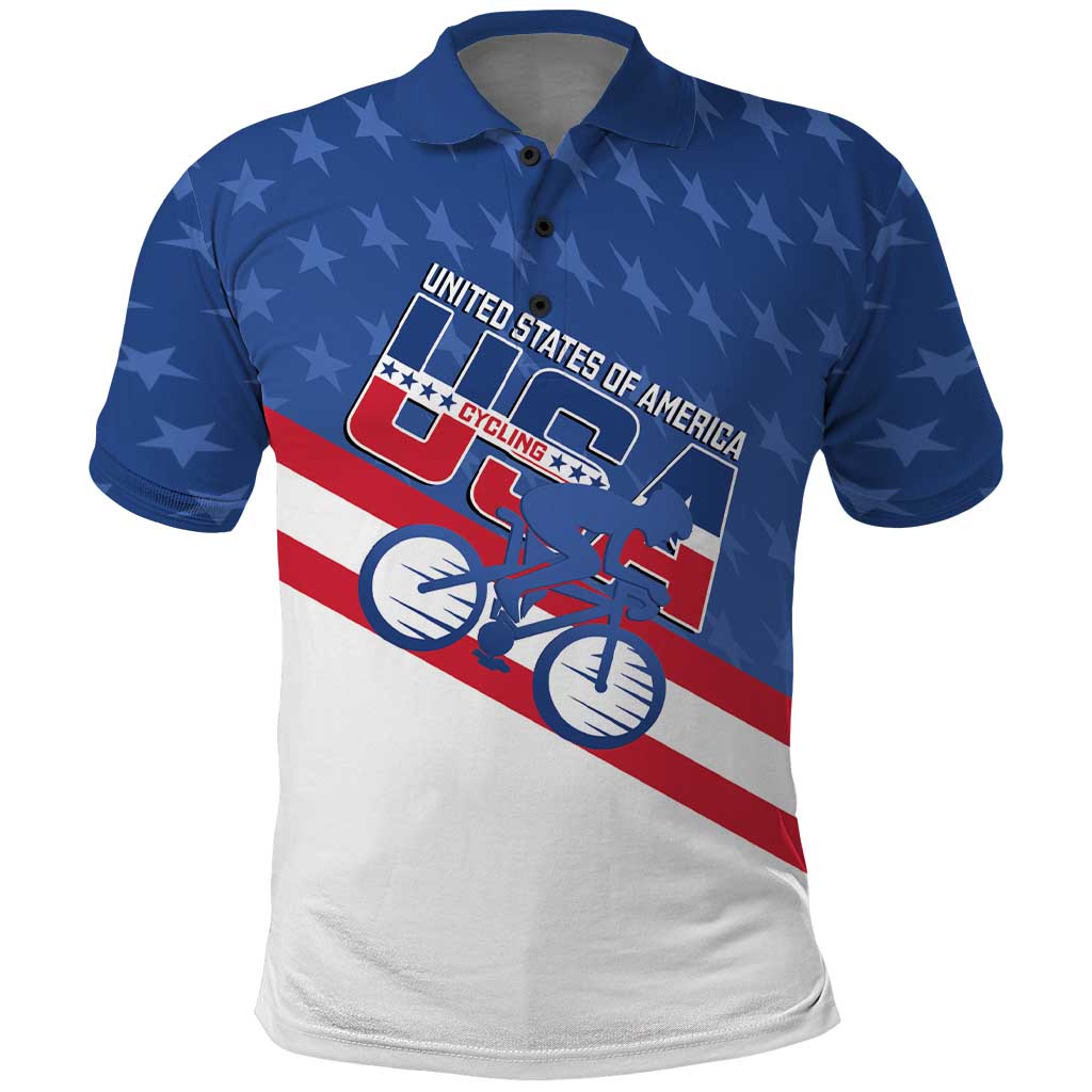 Personalized USA Cycling Polo Shirt United States Bike Racing Lover LT14