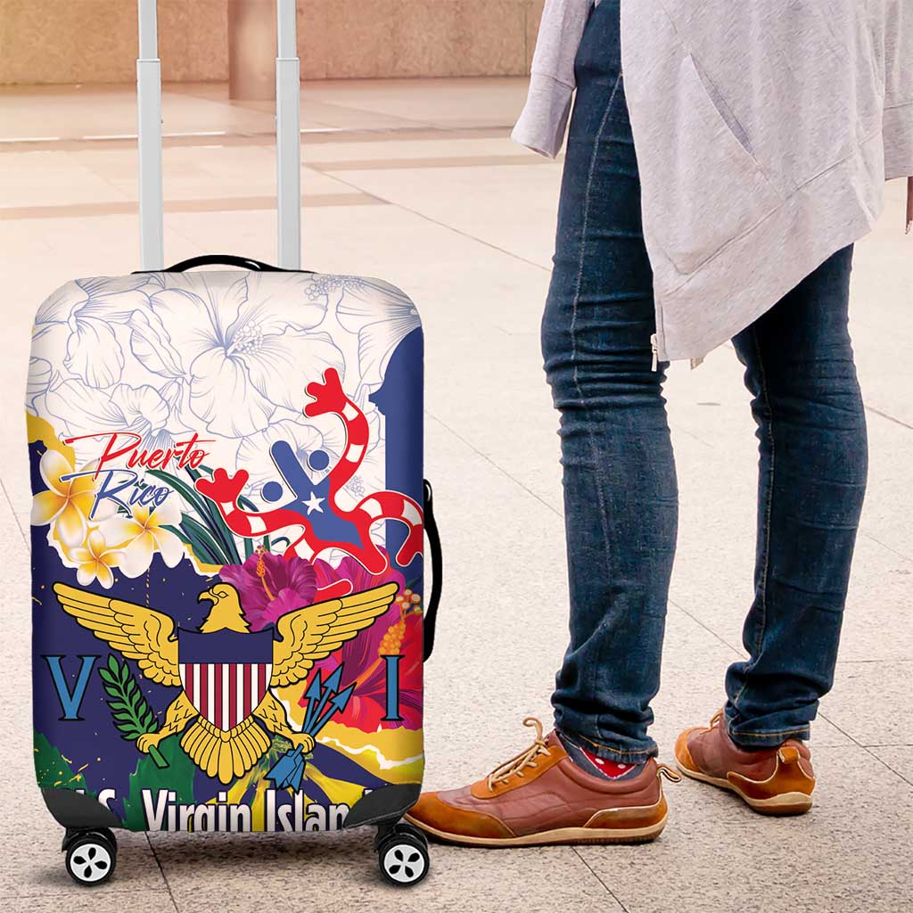 US Virgin Islands - Puerto Rico Day Luggage Cover Boricua Coqui Yellow-colored Eagle LT14