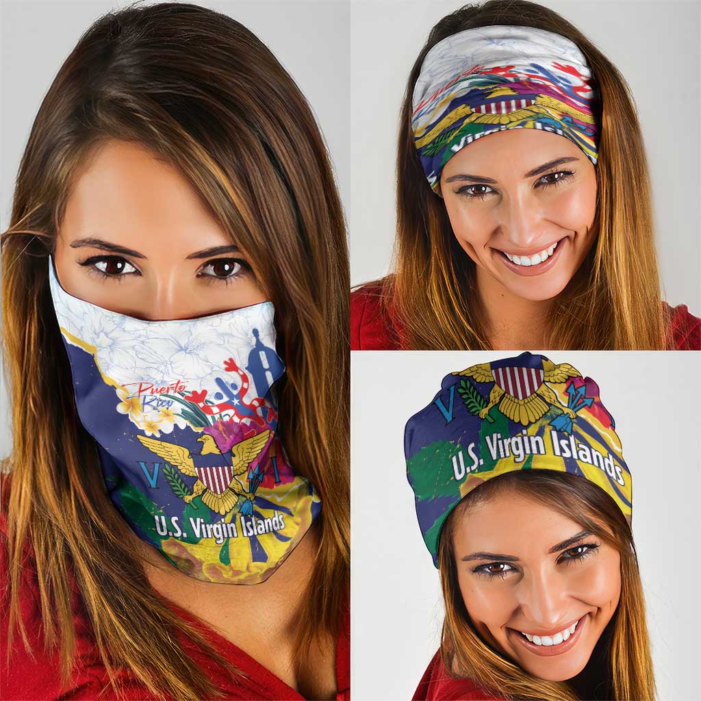 US Virgin Islands - Puerto Rico Day Neck Gaiter Boricua Coqui Yellow-colored Eagle LT14
