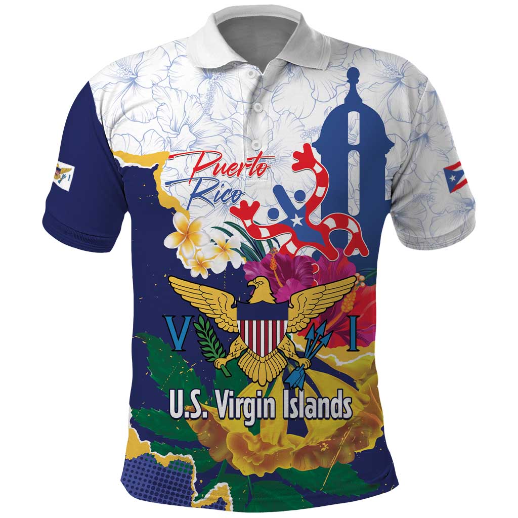 US Virgin Islands - Puerto Rico Day Polo Shirt Boricua Coqui Yellow-colored Eagle LT14