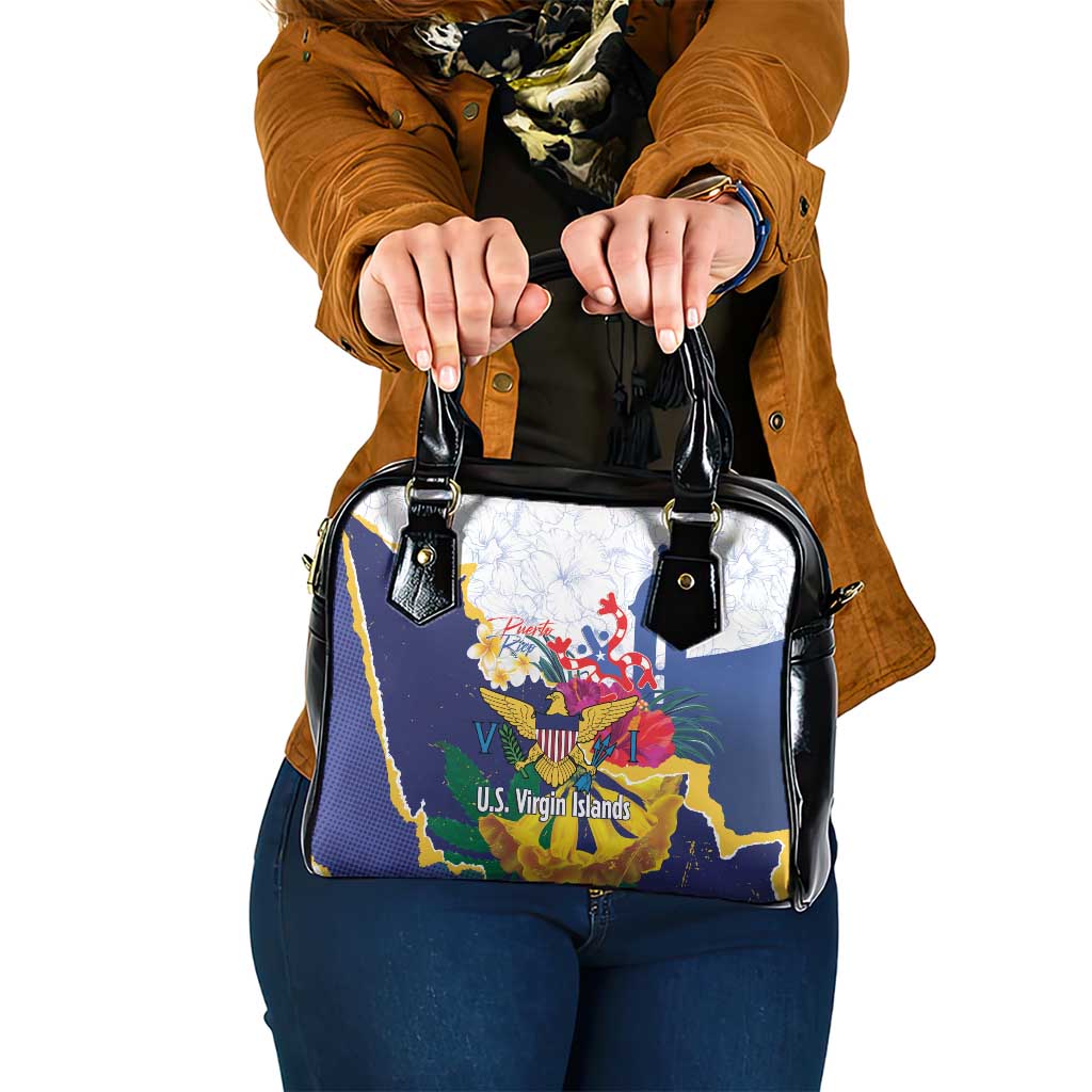 US Virgin Islands - Puerto Rico Day Shoulder Handbag Boricua Coqui Yellow-colored Eagle LT14