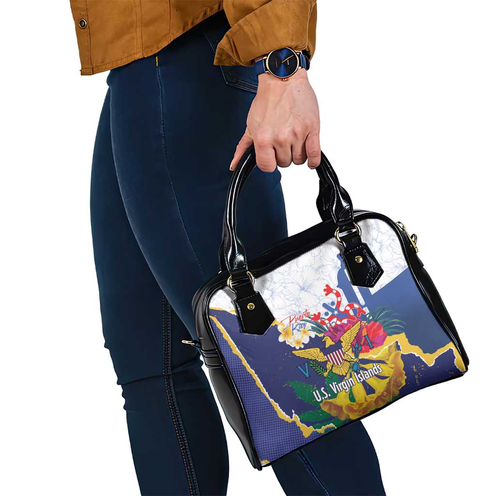 US Virgin Islands - Puerto Rico Day Shoulder Handbag Boricua Coqui Yellow-colored Eagle LT14