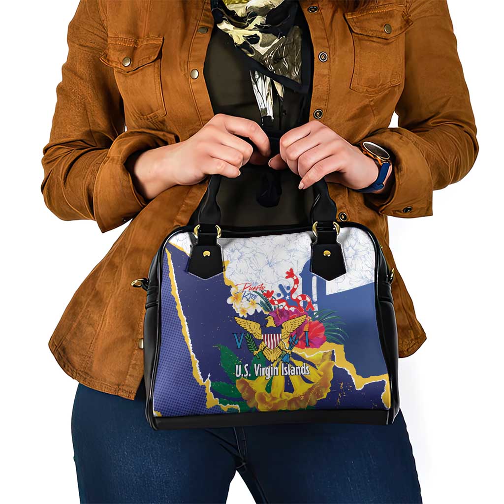 US Virgin Islands - Puerto Rico Day Shoulder Handbag Boricua Coqui Yellow-colored Eagle LT14