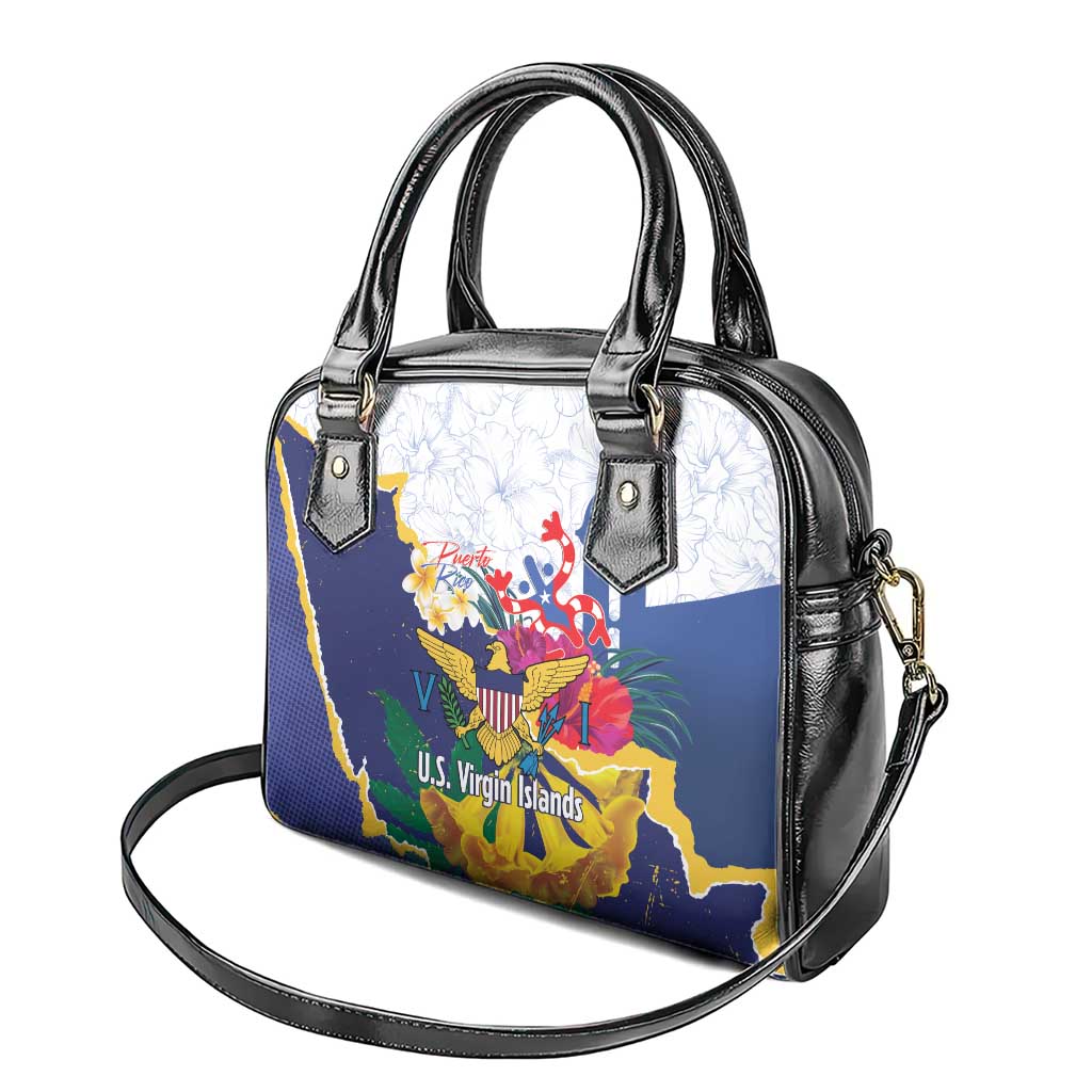 US Virgin Islands - Puerto Rico Day Shoulder Handbag Boricua Coqui Yellow-colored Eagle LT14