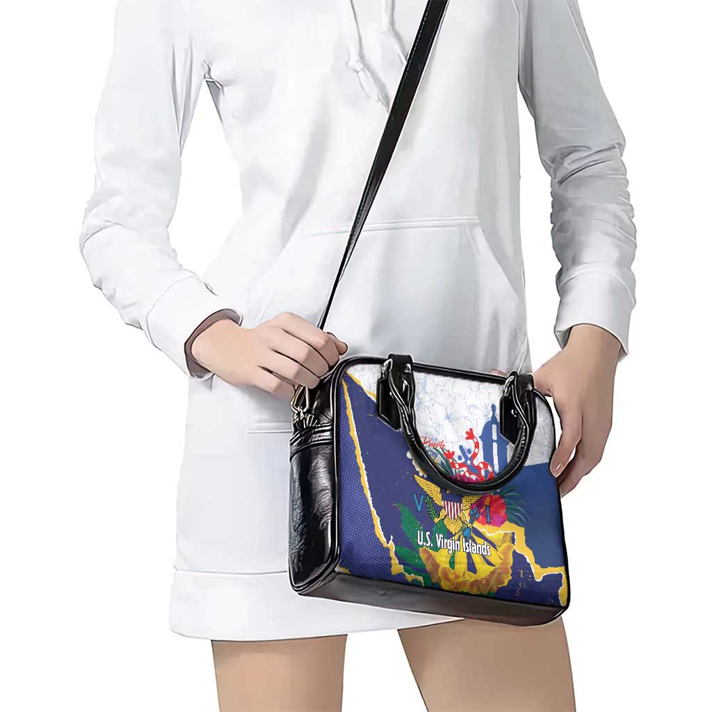 US Virgin Islands - Puerto Rico Day Shoulder Handbag Boricua Coqui Yellow-colored Eagle LT14