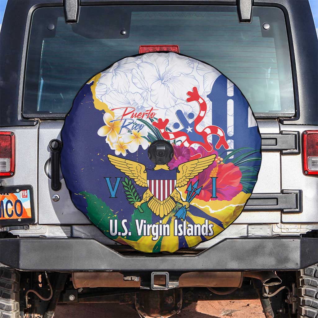 US Virgin Islands - Puerto Rico Day Spare Tire Cover Boricua Coqui Yellow-colored Eagle LT14