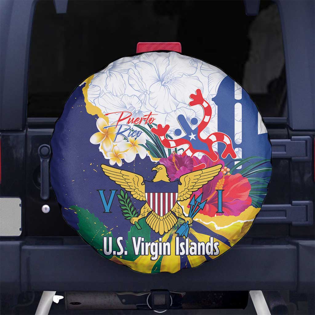 US Virgin Islands - Puerto Rico Day Spare Tire Cover Boricua Coqui Yellow-colored Eagle LT14