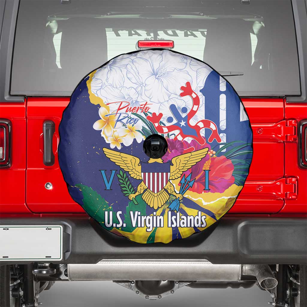 US Virgin Islands - Puerto Rico Day Spare Tire Cover Boricua Coqui Yellow-colored Eagle LT14