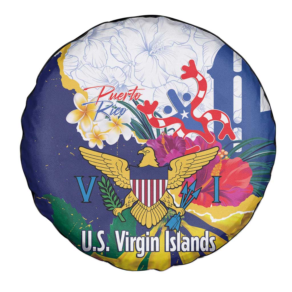 US Virgin Islands - Puerto Rico Day Spare Tire Cover Boricua Coqui Yellow-colored Eagle LT14
