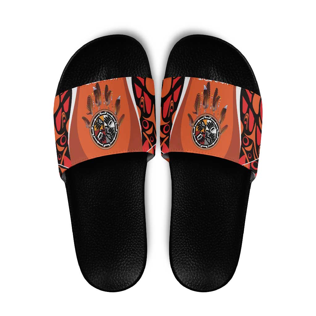 Personalized Orange Day Canada Slide Sandals Honouring The Children Haida Pattern LT14