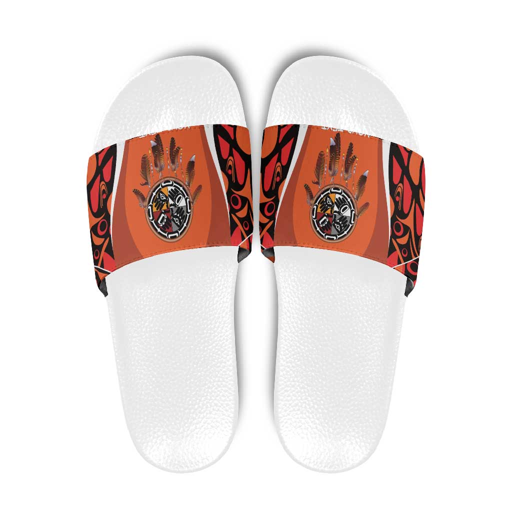 Personalized Orange Day Canada Slide Sandals Honouring The Children Haida Pattern LT14